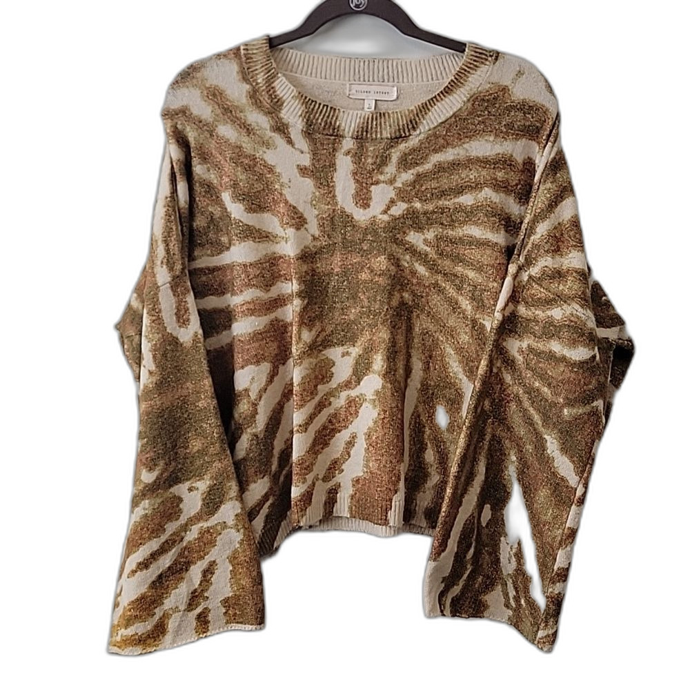 Gilded Intent Patterned Sweater Cream Brown Size L